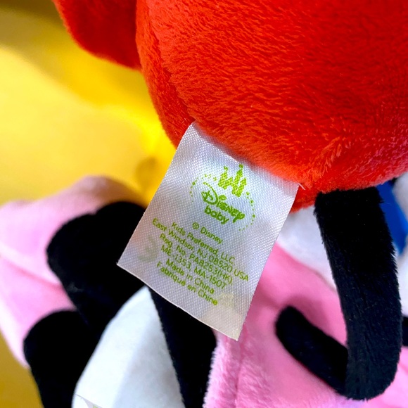 DISNEY BABIES MICKEY MOUSE & MINNIE MOUSE PLUSH RATTLE INSIDE CRINKLE BOW & EARS - Picture 13 of 14